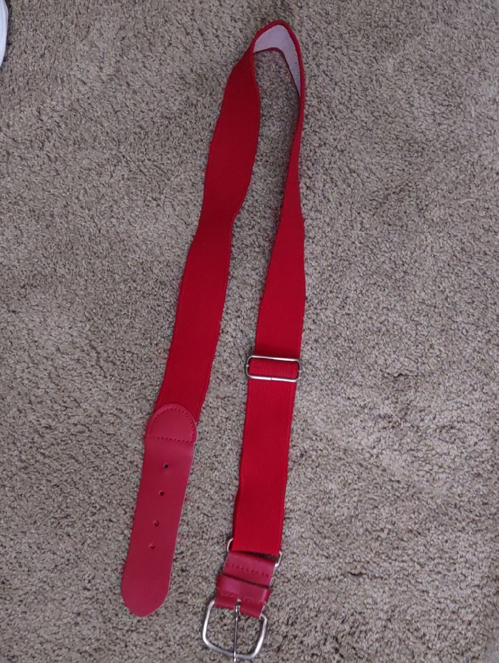 Red Elastic Adjustable Belt With Leather